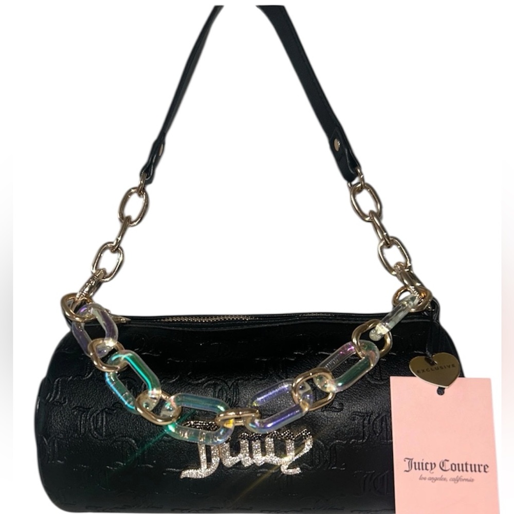 NWT JUICY COUTURE Bling Bling Chain Roll Bag in Black Liquorice $79